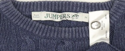Jumpers Men's Blue M Cable-Knit Cotton Pullover
