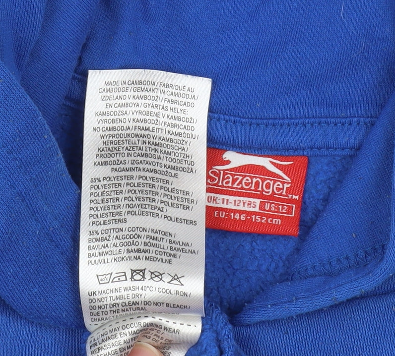 Slazenger Boys Blue Pullover Hoodie 11-12, Lightweight, Casual