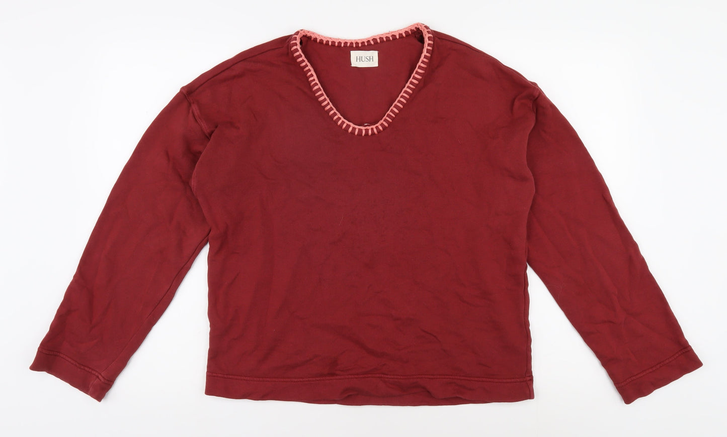 Hush Women's Red V-Neck Long Sleeve T-Shirt XS
