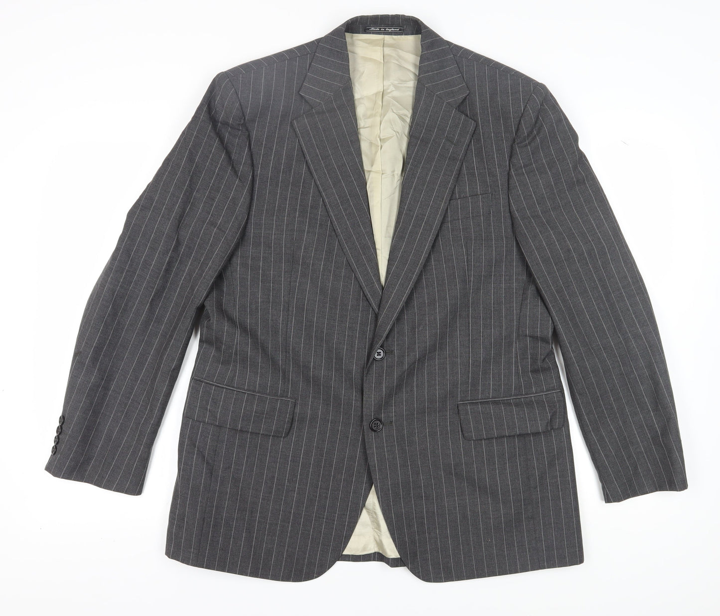 Austin Reed Men's Grey Striped Wool Blazer Size 42R