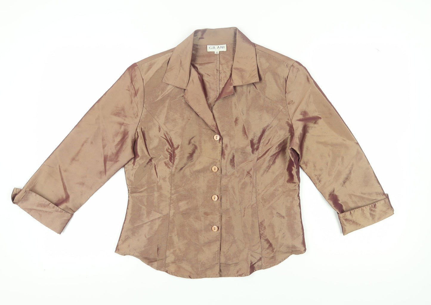 Gilani Women's Brown Button-Up Blouse Size 10