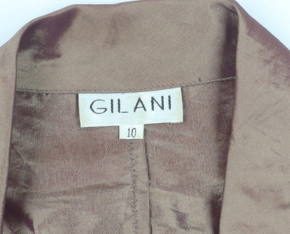 Gilani Women's Brown Button-Up Blouse Size 10