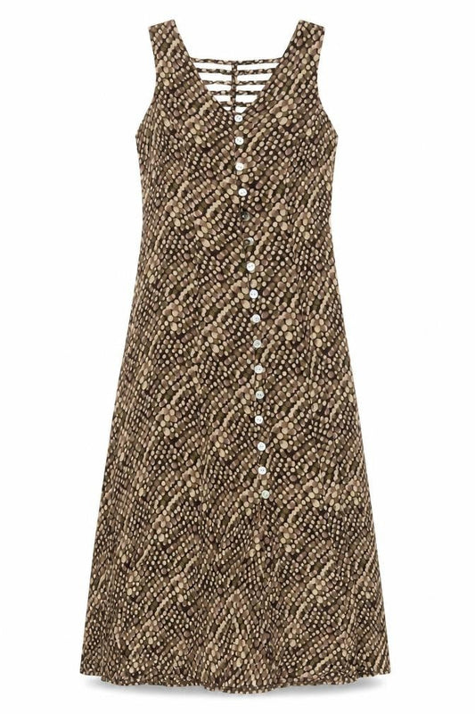 Dressbarn Women's Brown Polka Dot A-Line Midi Dress
