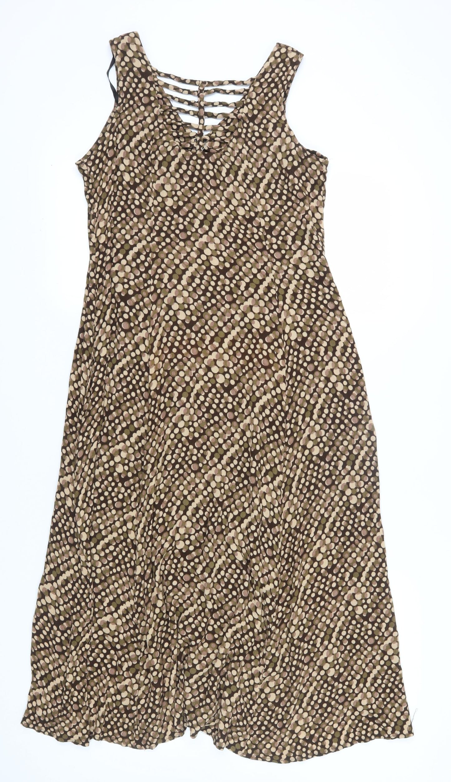 Dressbarn Women's Brown Polka Dot A-Line Midi Dress