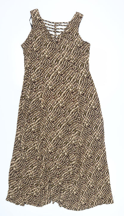 Dressbarn Women's Brown Polka Dot A-Line Midi Dress