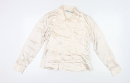 Christie & Jill Women's Ivory Satin Button-Up Shirt Size 10
