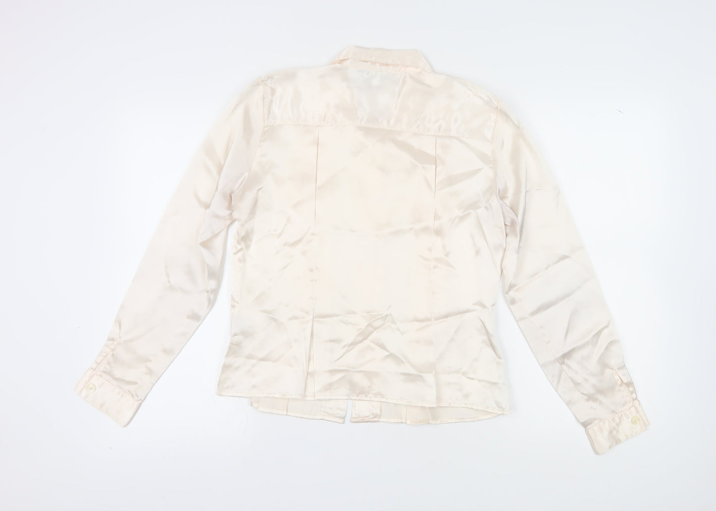 Christie & Jill Women's Ivory Satin Button-Up Shirt Size 10