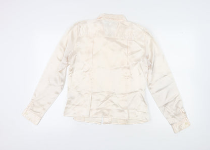 Christie & Jill Women's Ivory Satin Button-Up Shirt Size 10
