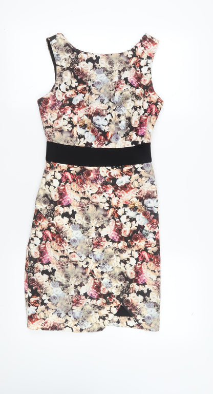 Coast Women Multicolour Floral Bodycon Dress Size 8