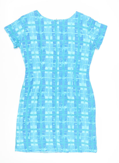 Rabbit Designs Women's Blue Geometric Sheath Dress - Size 16