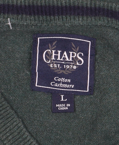 Chaps Men’s Green V-Neck Pullover Jumper L