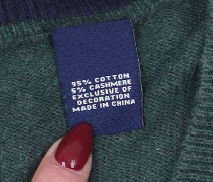 Chaps Men’s Green V-Neck Pullover Jumper L