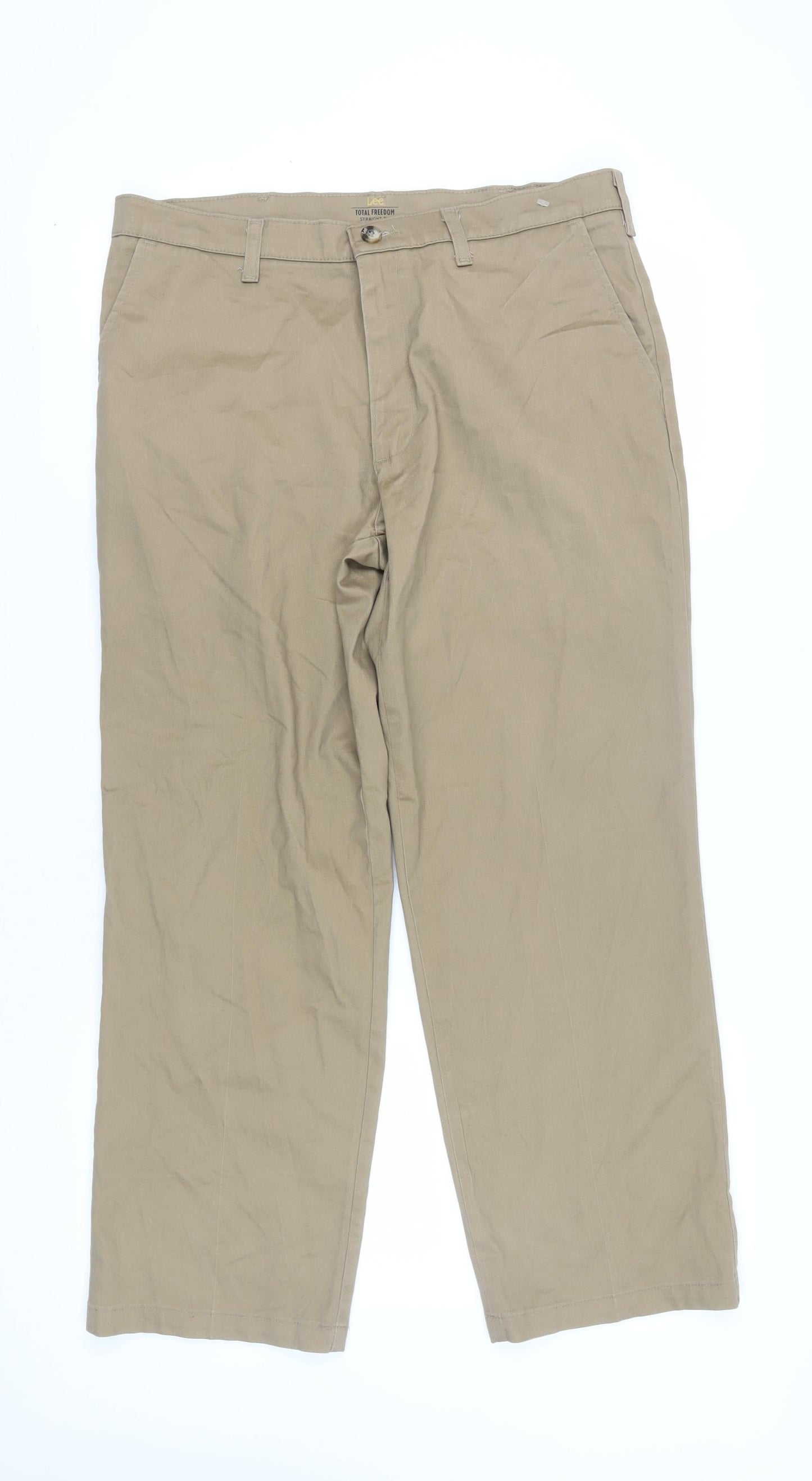 Lee Men's Beige Chino Trousers, Straight Fit, Size L