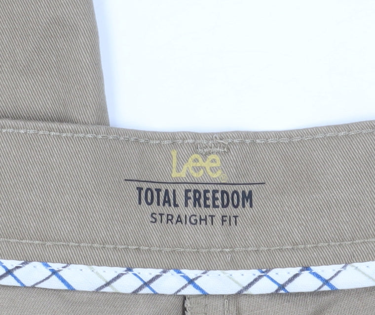 Lee Men's Beige Chino Trousers, Straight Fit, Size L