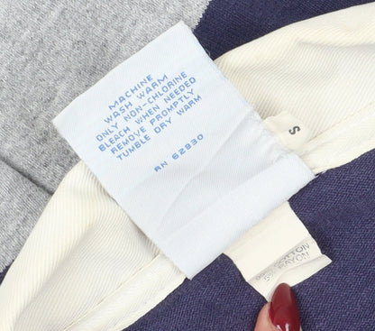 Lands' End Men's Blue Grey Striped Polo S