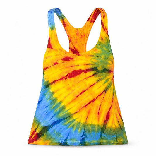 Front view of Fu Paddlers unisex tie-dye tank top multicoloured l