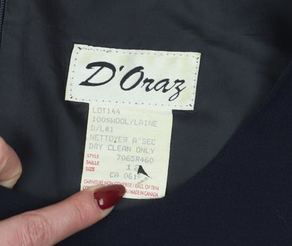 D'Oraz Women's Black Wool Sheath Dress Size 10