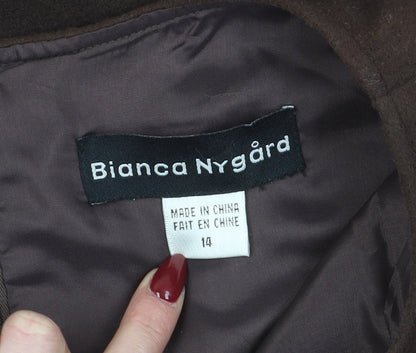 Bianca Nygård Women's Brown Sheath Dress, Size 14, Cashmere Wool