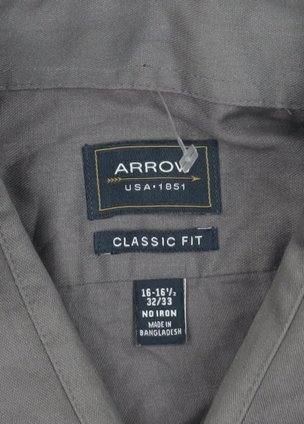 Arrow Men's Grey Classic Fit Long Sleeve Shirt