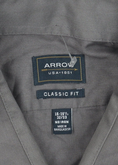 Arrow Men's Grey Classic Fit Long Sleeve Shirt