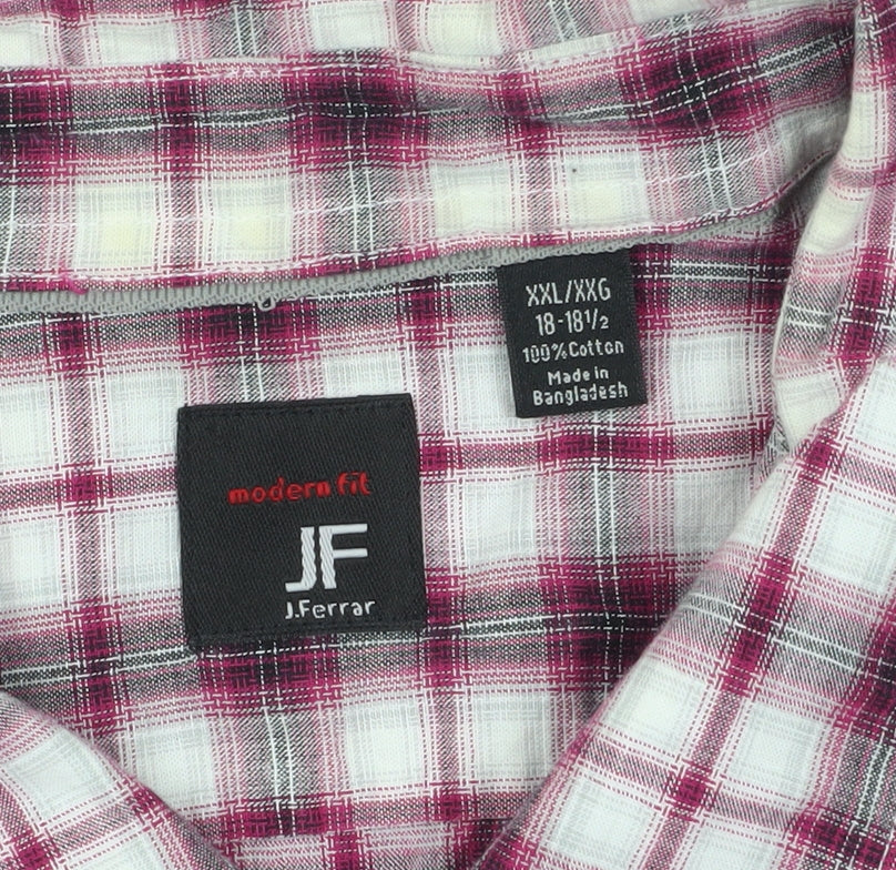 J. Ferrar Men's Multicoloured Plaid Shirt 2XL