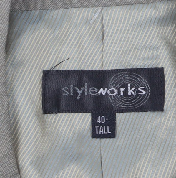 Styleworks Men’s Beige Blazer, Size 40L Tall, Formal