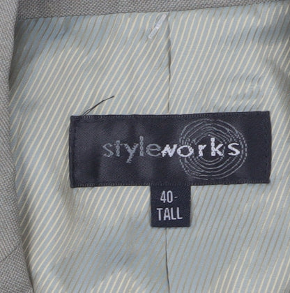 Styleworks Men’s Beige Blazer, Size 40L Tall, Formal