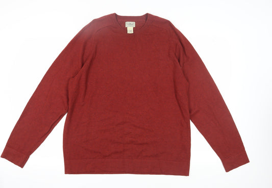 L.L. Bean Men's Red Pullover Jumper, Size L, Crew Neck