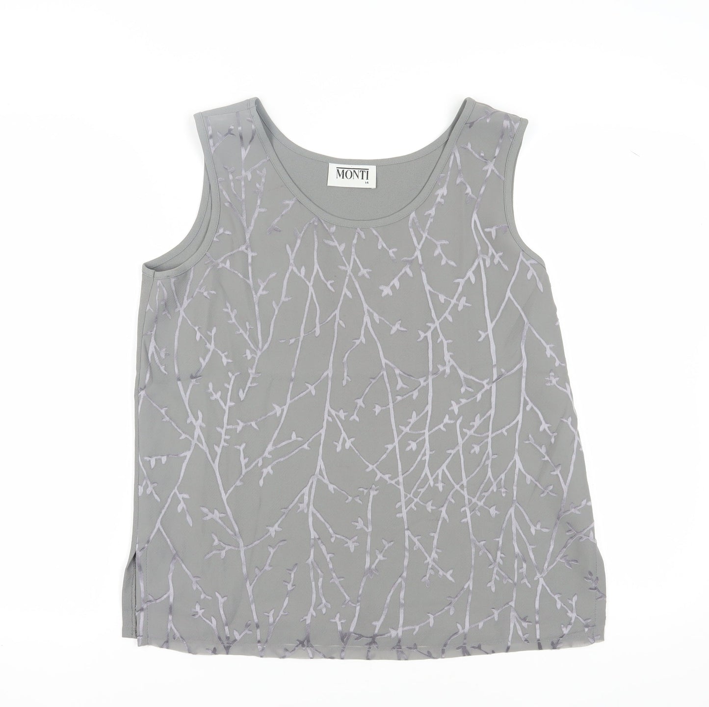 Monti Women's Grey Tank Top Size 14 Sleeveless Casual