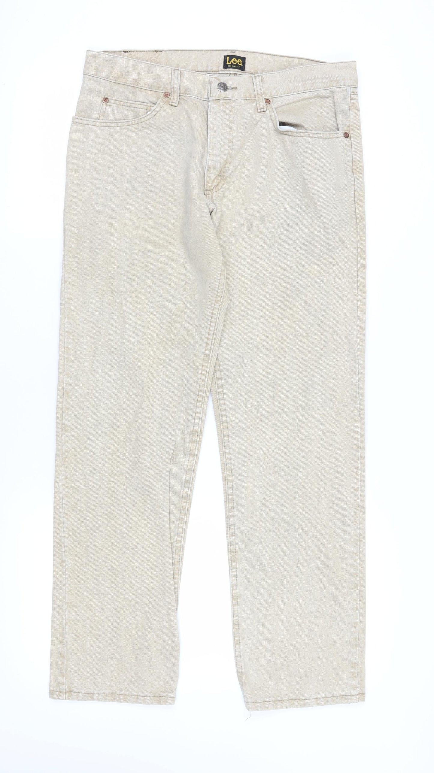 Lee Men's Beige Straight Jeans Size 33