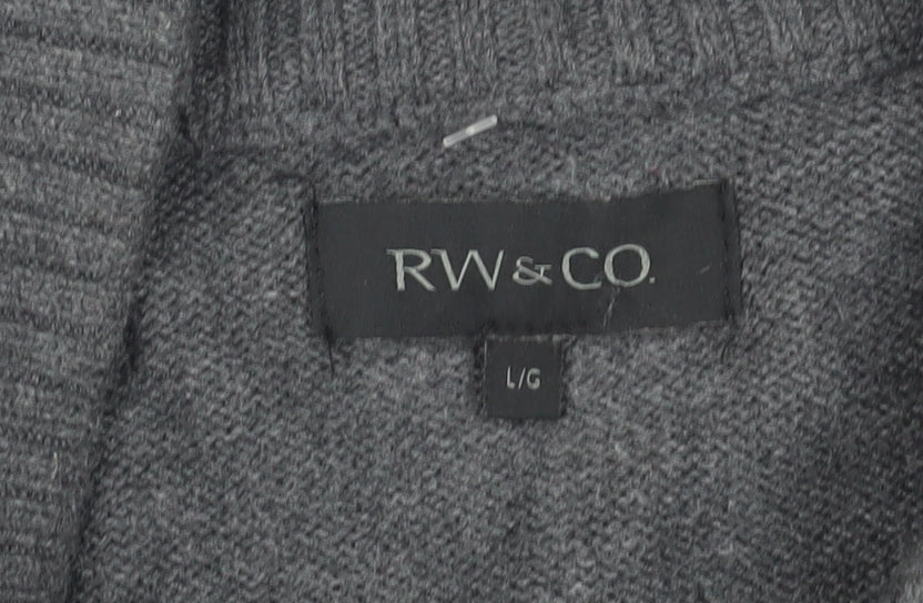 RW&CO Men's Grey Henley Jumper Large - Casual Comfort
