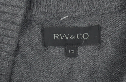RW&CO Men's Grey Henley Jumper Large - Casual Comfort