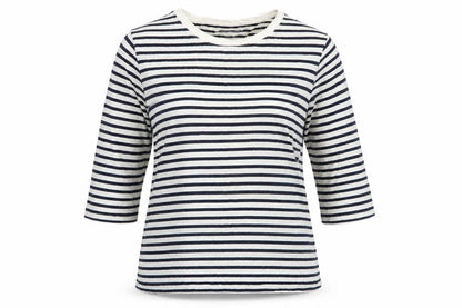 Front view of St Bernard Blue Striped T-Shirt, L, unisex, classic style