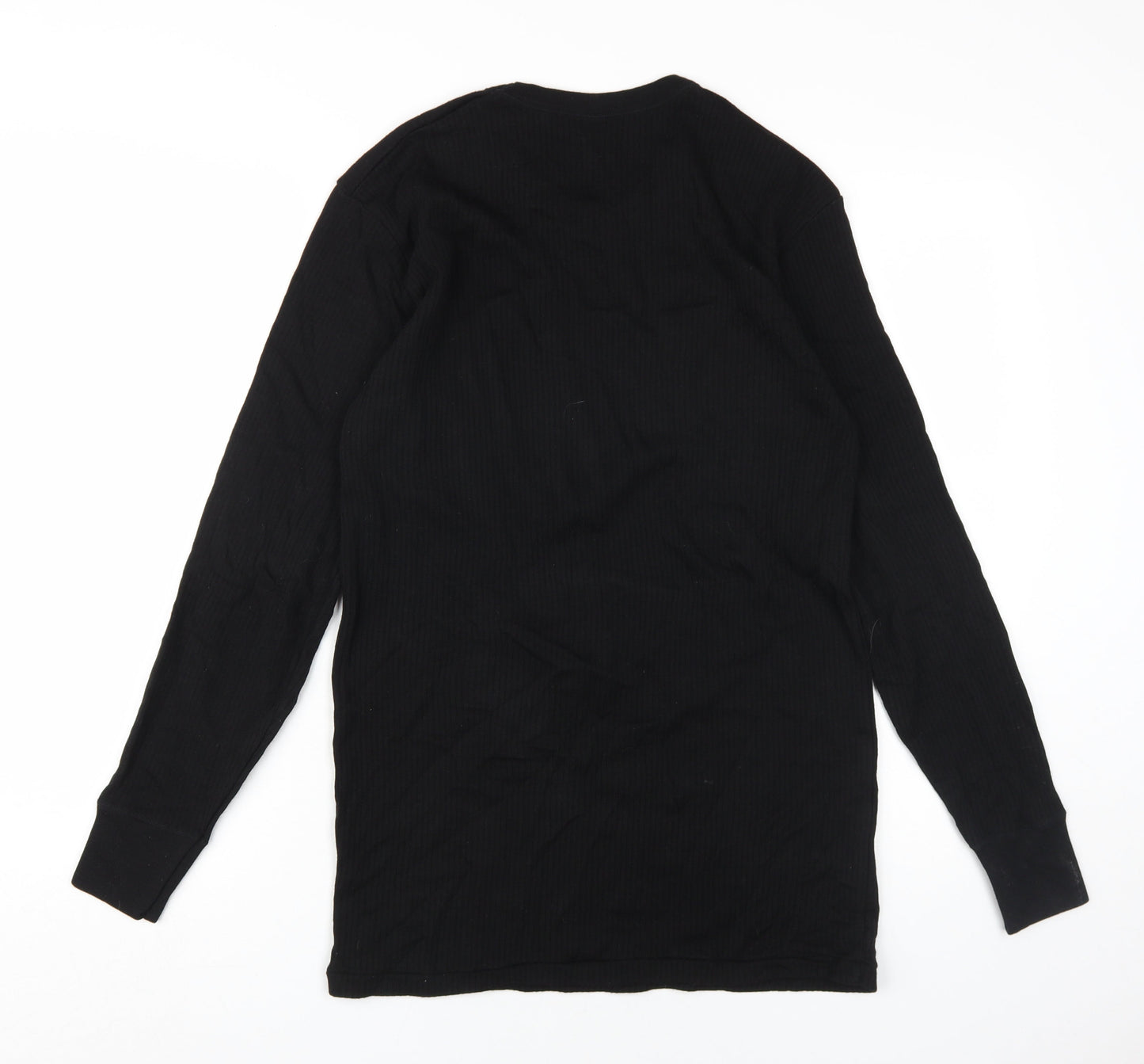 Marks and Spencer Black Wool Blend Men's Long Sleeve T-Shirt