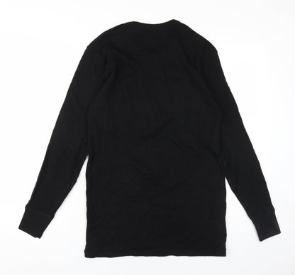 Marks and Spencer Black Wool Blend Men's Long Sleeve T-Shirt