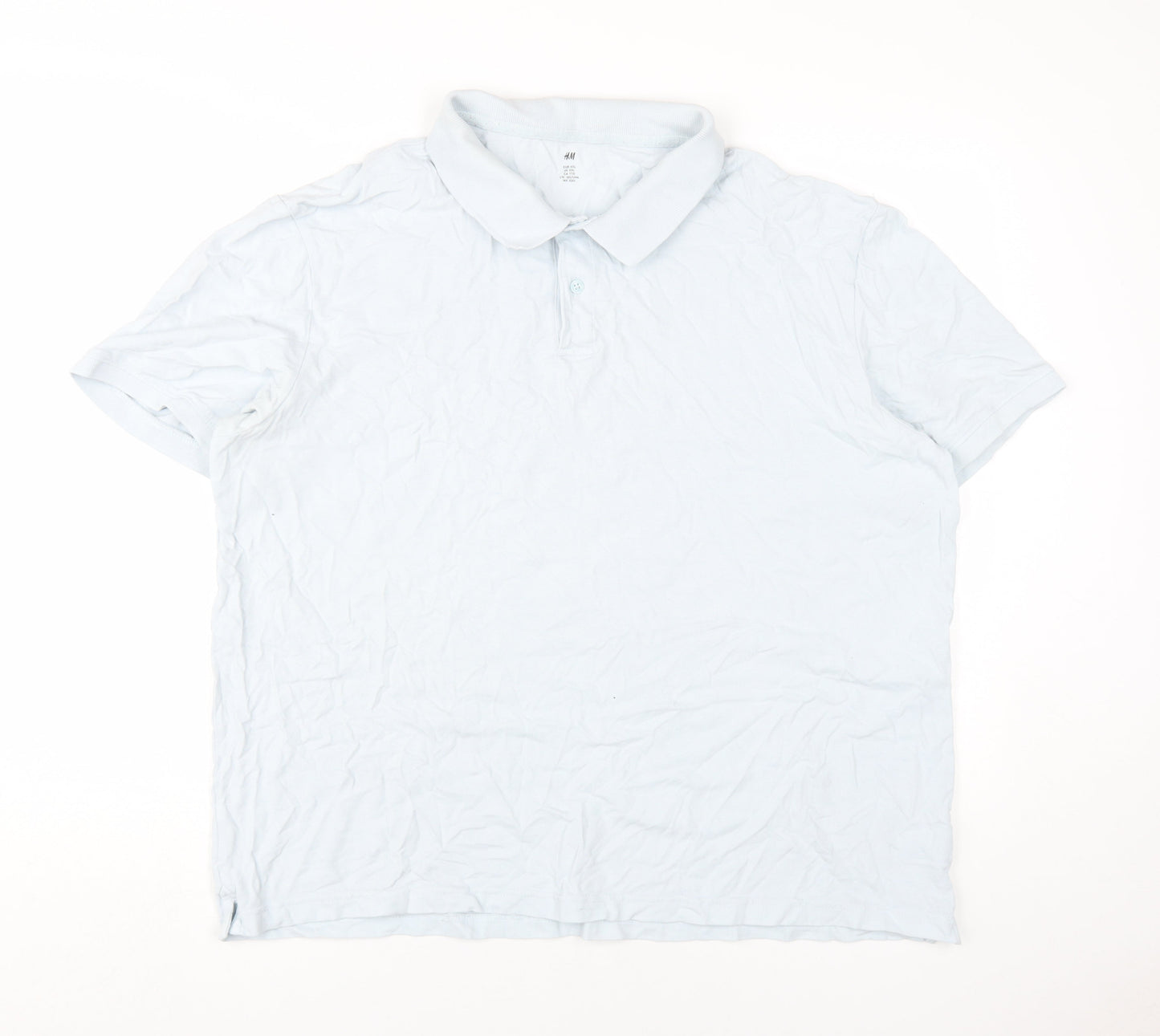 H&M Men's White Cotton Polo Shirt 2XL Short Sleeve