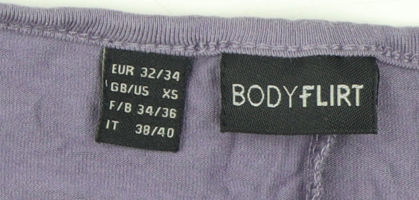 Womens UK Size XS Body Flirt Purple Basic T-Shirt