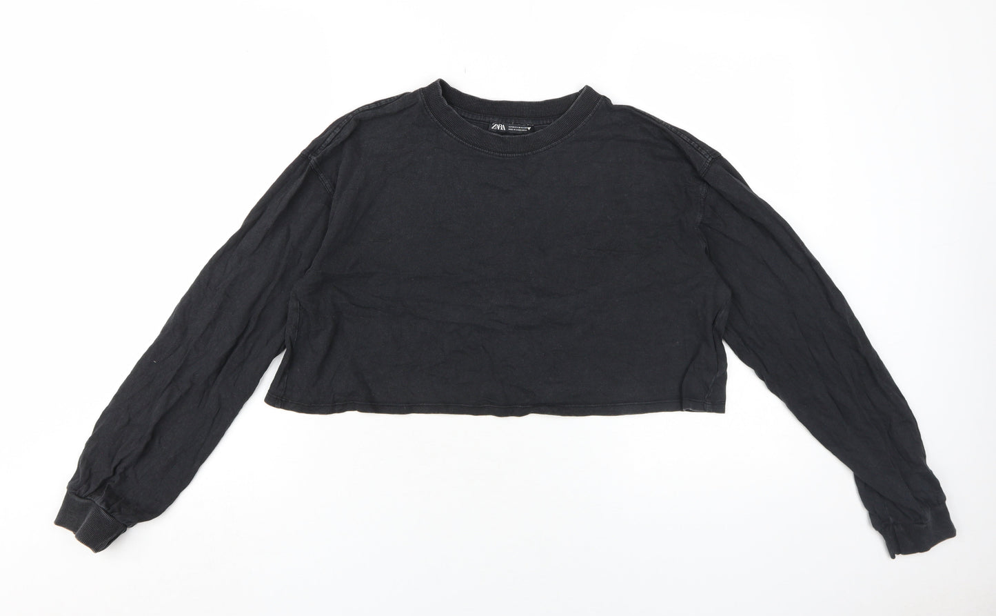 Womens UK Size M Zara Black Cropped Jersey