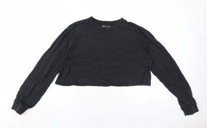 Womens UK Size M Zara Black Cropped Jersey