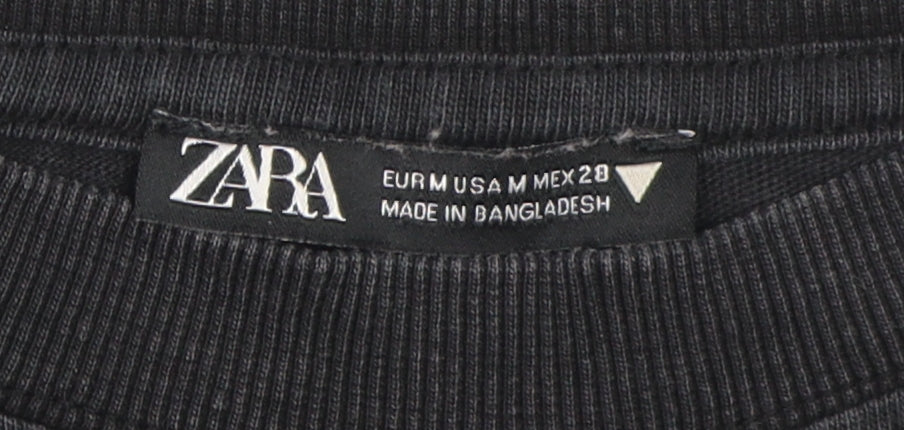 Womens UK Size M Zara Black Cropped Jersey