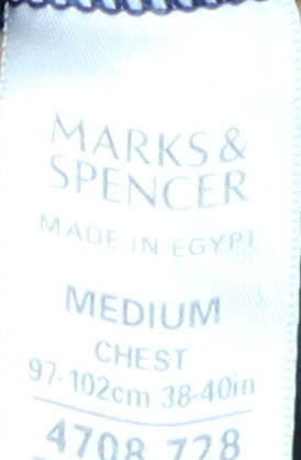 Marks and Spencer Men's Blue V-Neck T-Shirt, Size M