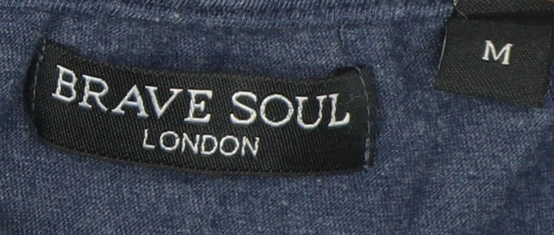 Brave Soul Unisex Blue Pullover Hoodie M