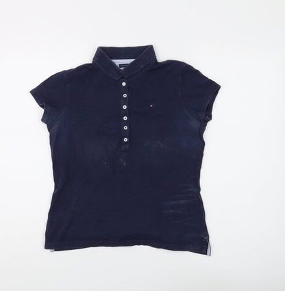 Womens UK Size M Tommy Hilfiger Blue Slim Polo