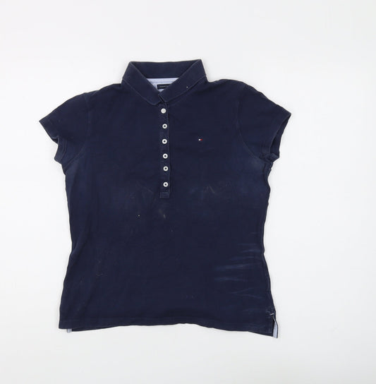 Womens UK Size M Tommy Hilfiger Blue Slim Polo