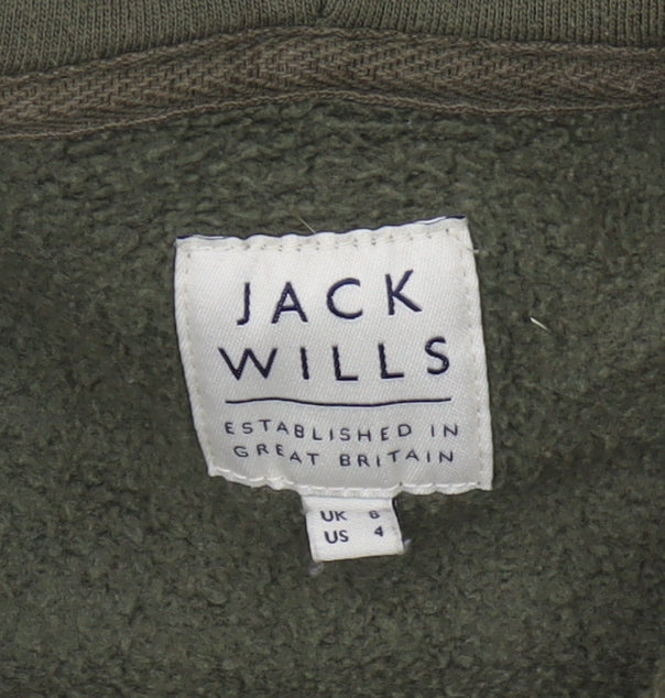 Womens UK Size 6 Jack Wills Green Full Zip Hoodie