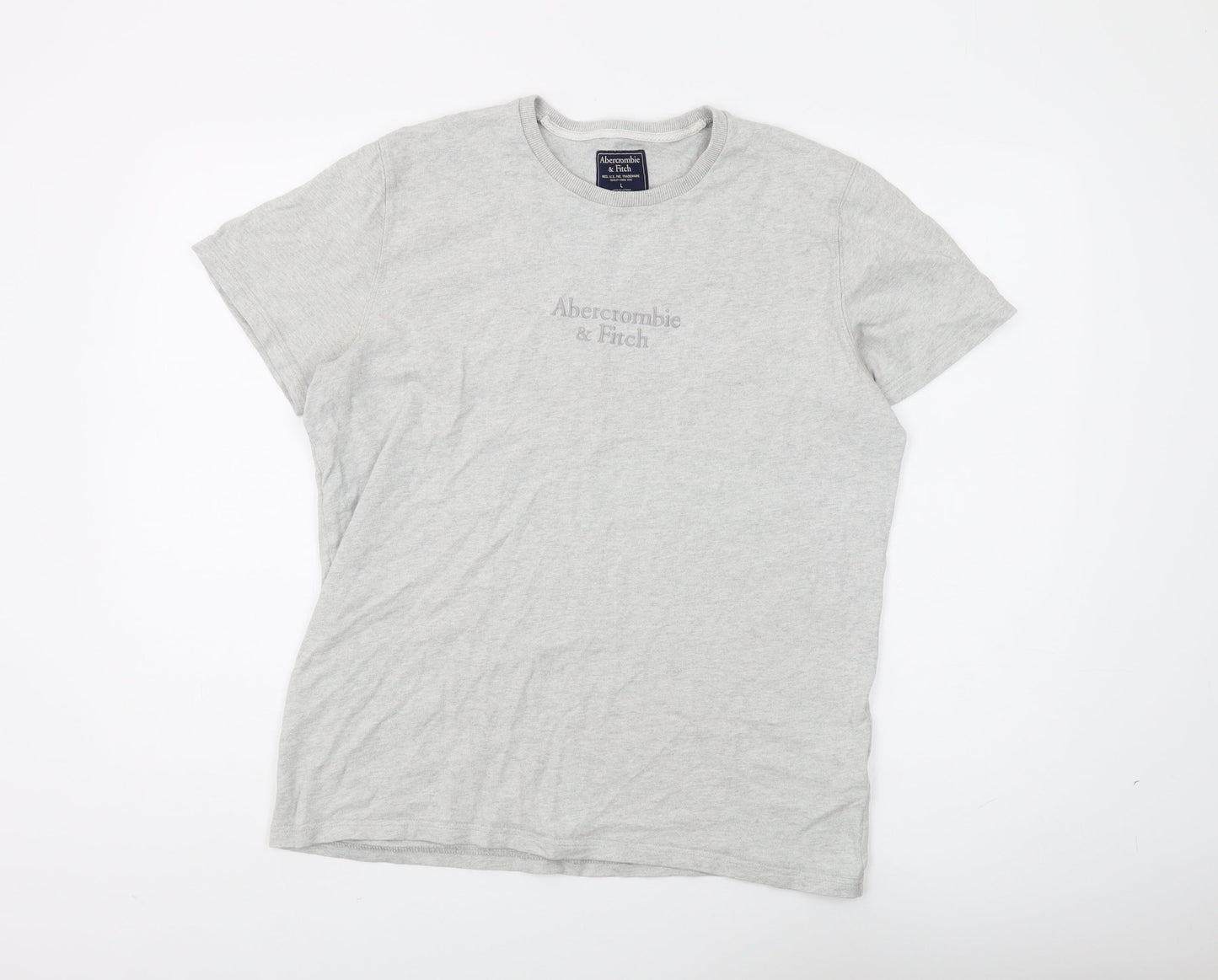 Abercrombie & Fitch Men's Grey Cotton Crew Neck T-Shirt L