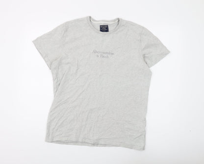 Abercrombie & Fitch Men's Grey Cotton Crew Neck T-Shirt L