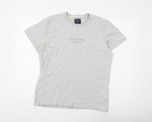Abercrombie & Fitch Men's Grey Cotton Crew Neck T-Shirt L