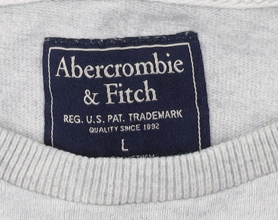 Abercrombie & Fitch Men's Grey Cotton Crew Neck T-Shirt L