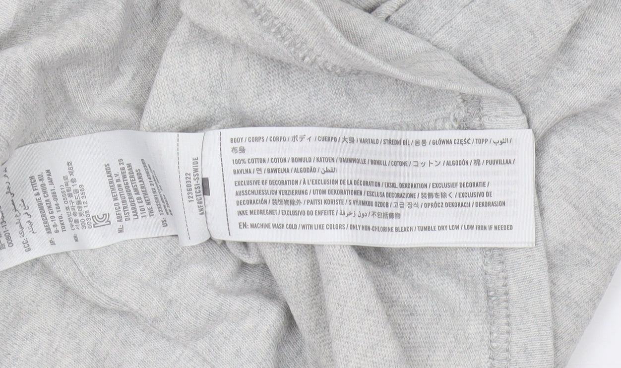 Abercrombie & Fitch Men's Grey Cotton Crew Neck T-Shirt L